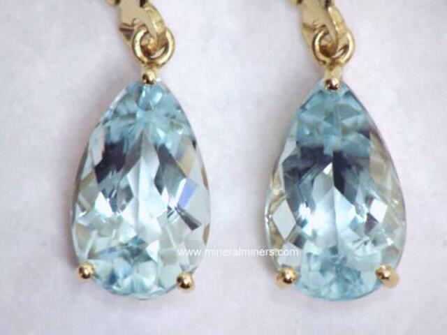 Aquamarine Earrings - 14k yellow gold