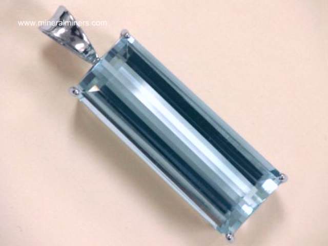 Aquamarine Jewelry - 14k White Gold Pendant